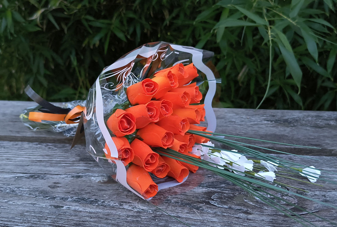 All Orange Halloween Wooden Rose alloween Bouquet - The Original Wooden Rose