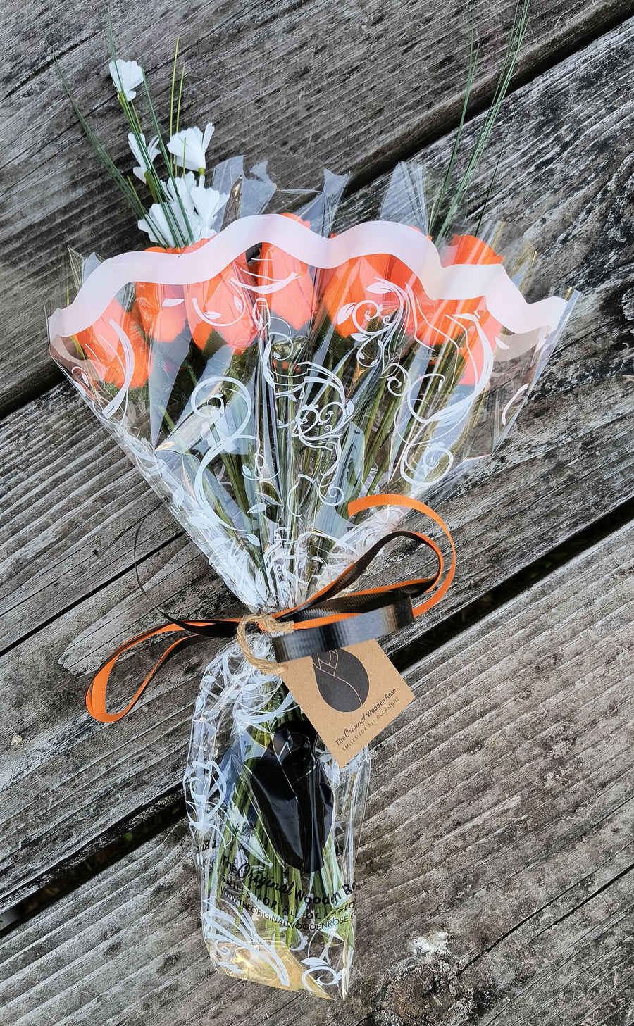 All Orange Halloween Wooden Rose alloween Bouquet - The Original Wooden Rose