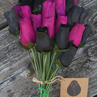 Halloween Black and Violet Wooden Rose Flower Bouquet - The Original Wooden Rose