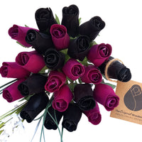 Halloween Black and Violet Wooden Rose Flower Bouquet - The Original Wooden Rose