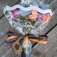 Black, Orange, and Violet Halloween Wooden Rose Flower Bouquet - The Original Wooden Rose