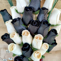 Black and White Wooden Rose Flower Bouquet - The Original Wooden Rose