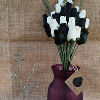 Black and White Wooden Rose Flower Bouquet - The Original Wooden Rose