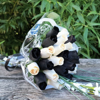 Black and White Wooden Rose Flower Bouquet - The Original Wooden Rose