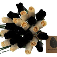 Black and White Wooden Rose Flower Bouquet - The Original Wooden Rose