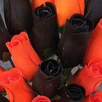 Halloween Black and Orange Wooden Rose Flower Bouquet - The Original Wooden Rose