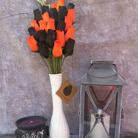 Halloween Black and Orange Wooden Rose Flower Bouquet - The Original Wooden Rose