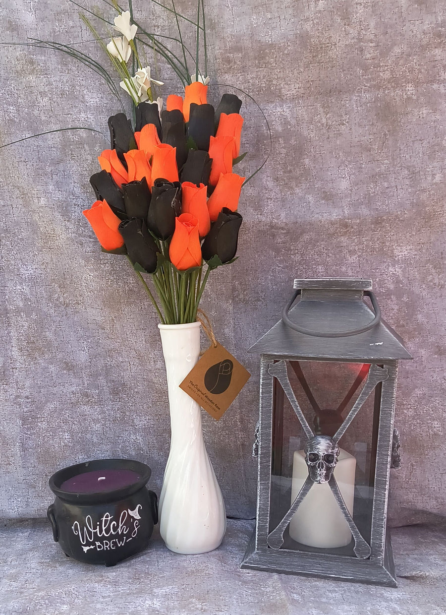 Black Vase with Autumn Flowers » Halloween Wood Flowers