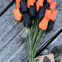 Halloween Black and Orange Wooden Rose Flower Bouquet - The Original Wooden Rose