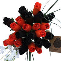 Halloween Black and Orange Flower Bouquet - The Original Wooden Rose