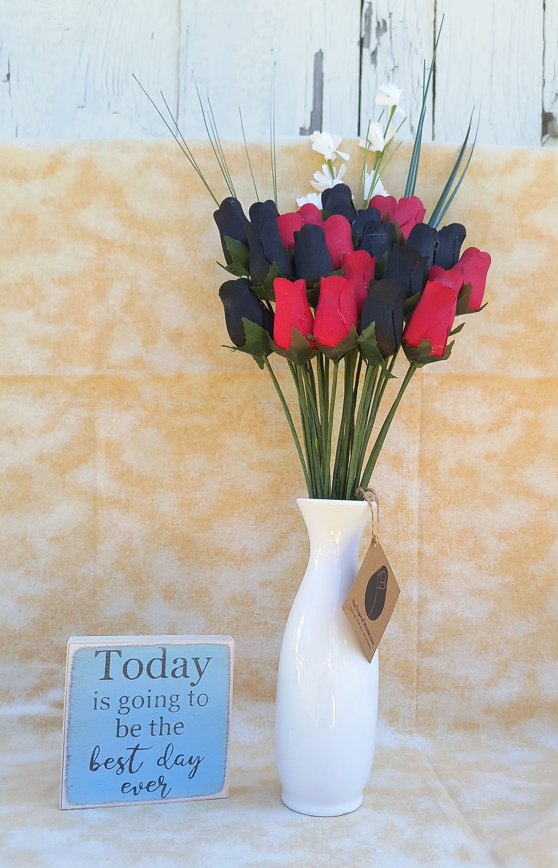 Black and Red Wooden Rose Flower Bouquet - The Original Wooden Rose