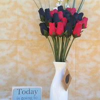 Black and Red Wooden Rose Flower Bouquet - The Original Wooden Rose