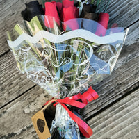 Black and Red Wooden Rose Flower Bouquet - The Original Wooden Rose