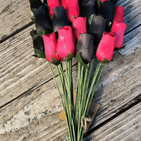 Black and Red Wooden Rose Flower Bouquet - The Original Wooden Rose