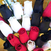 Red, Black and White Wooden Rose Flower Bouquet - The Original Wooden Rose