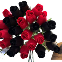 Black and Red Wooden Rose Flower Bouquet - The Original Wooden Rose