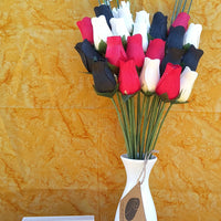 Red, Black and White Wooden Rose Flower Bouquet - The Original Wooden Rose