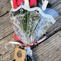 Red, Black and White Wooden Rose Flower Bouquet - The Original Wooden Rose