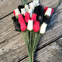 Red, Black and White Wooden Rose Flower Bouquet - The Original Wooden Rose