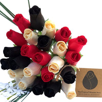 Red, Black and White Wooden Rose Flower Bouquet - The Original Wooden Rose