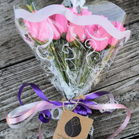 Breast Cancer Awareness All Pink Wooden Rose Bouquet – The Original ...