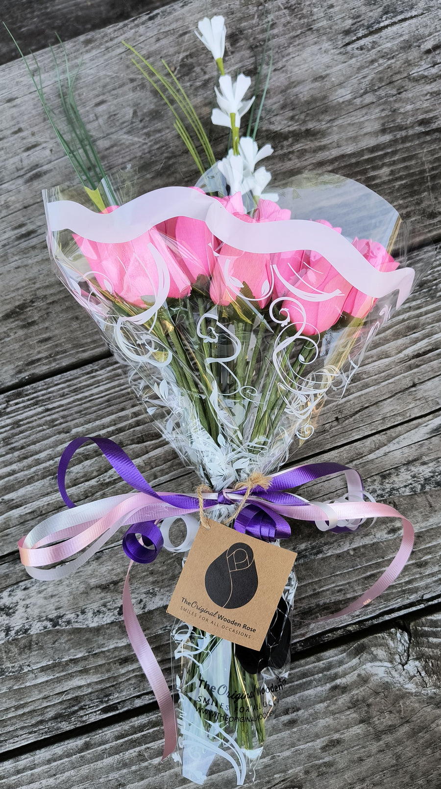 Breast Cancer Awareness All Pink Wooden Rose Bouquet - The Original Wooden Rose