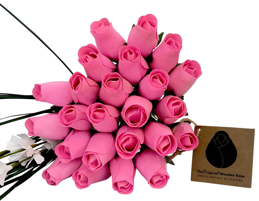 Breast Cancer Awareness All Pink Wooden Rose Bouquet - The Original Wooden Rose