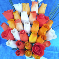 Deluxe Orange Cream Sicle Themed Wooden Rose Flower Bouquet - The Original Wooden Rose