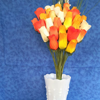 Deluxe Orange Cream Sicle Themed Wooden Rose Flower Bouquet - The Original Wooden Rose