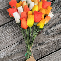 Deluxe Orange Cream Sicle Themed Wooden Rose Flower Bouquet - The Original Wooden Rose