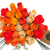 Deluxe Orange Cream Sicle Themed Wooden Rose Flower Bouquet - The Original Wooden Rose