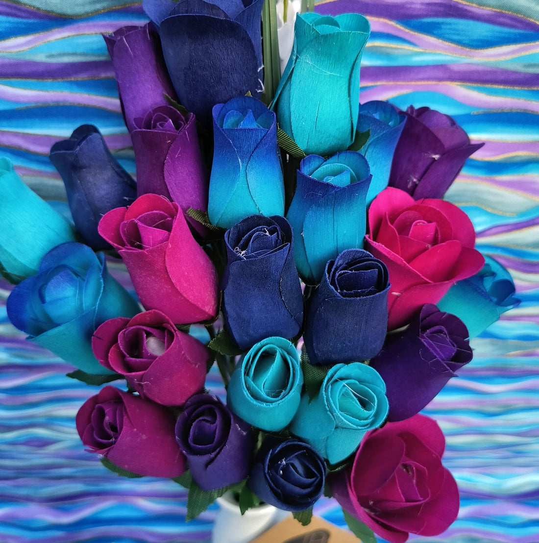 Deluxe Dark Waters Themed Wooden Rose Flower Bouquet - The Original Wooden Rose