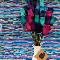 Deluxe Dark Waters Themed Wooden Rose Flower Bouquet - The Original Wooden Rose