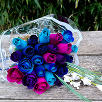 Deluxe Dark Waters Themed Wooden Rose Flower Bouquet - The Original Wooden Rose