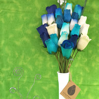 Deluxe Blue Berries and Cream Wooden Rose Flower Bouquet - The Original Wooden Rose