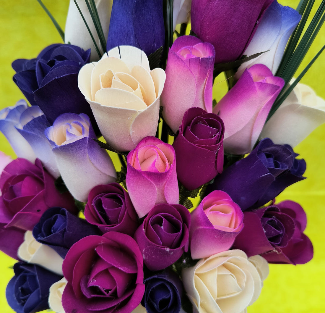 Deluxe Purple Dreams Wooden Rose Flower Bouquet - The Original Wooden Rose