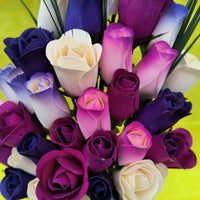 Deluxe Purple Dreams Wooden Rose Flower Bouquet - The Original Wooden Rose