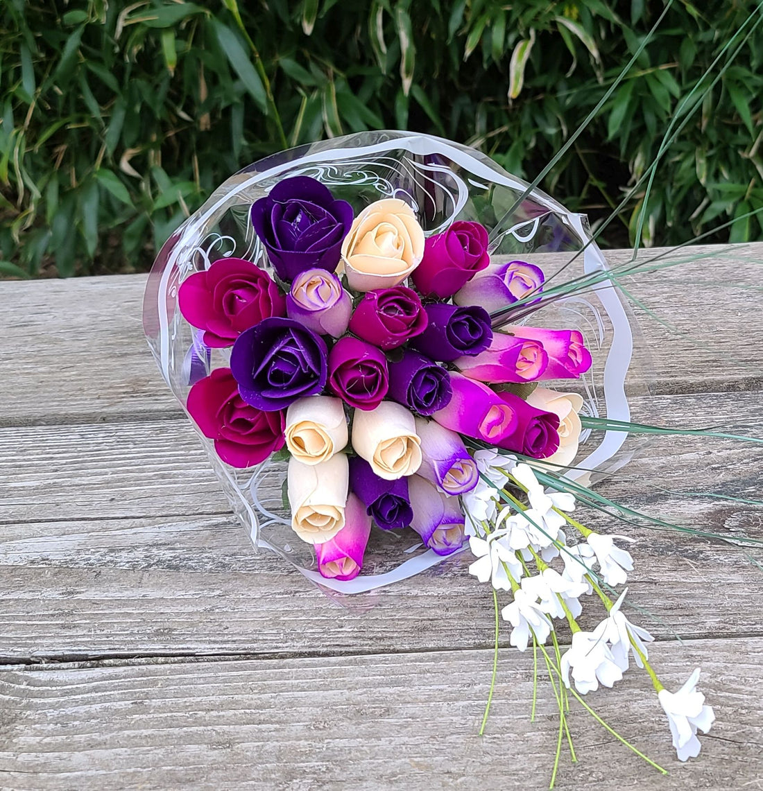 Deluxe Purple Dreams Wooden Rose Flower Bouquet - The Original Wooden Rose