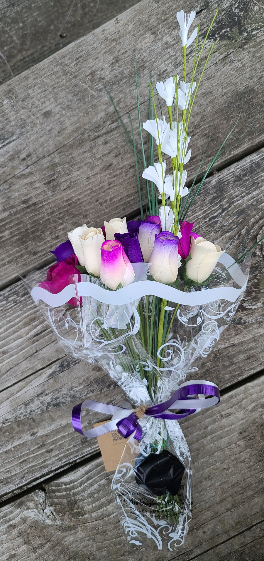 Deluxe Purple Dreams Wooden Rose Flower Bouquet - The Original Wooden Rose