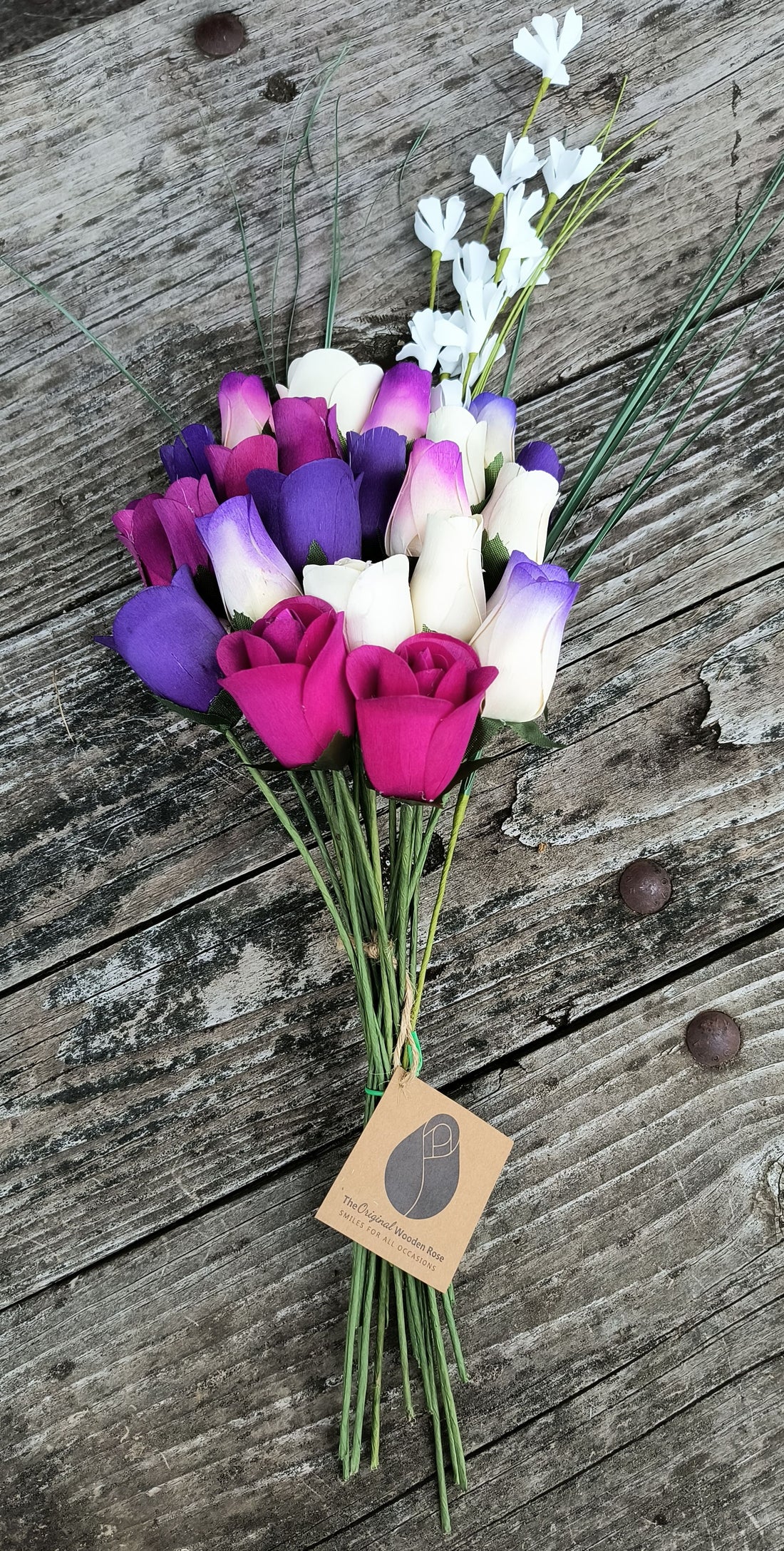 Deluxe Purple Dreams Wooden Rose Flower Bouquet - The Original Wooden Rose