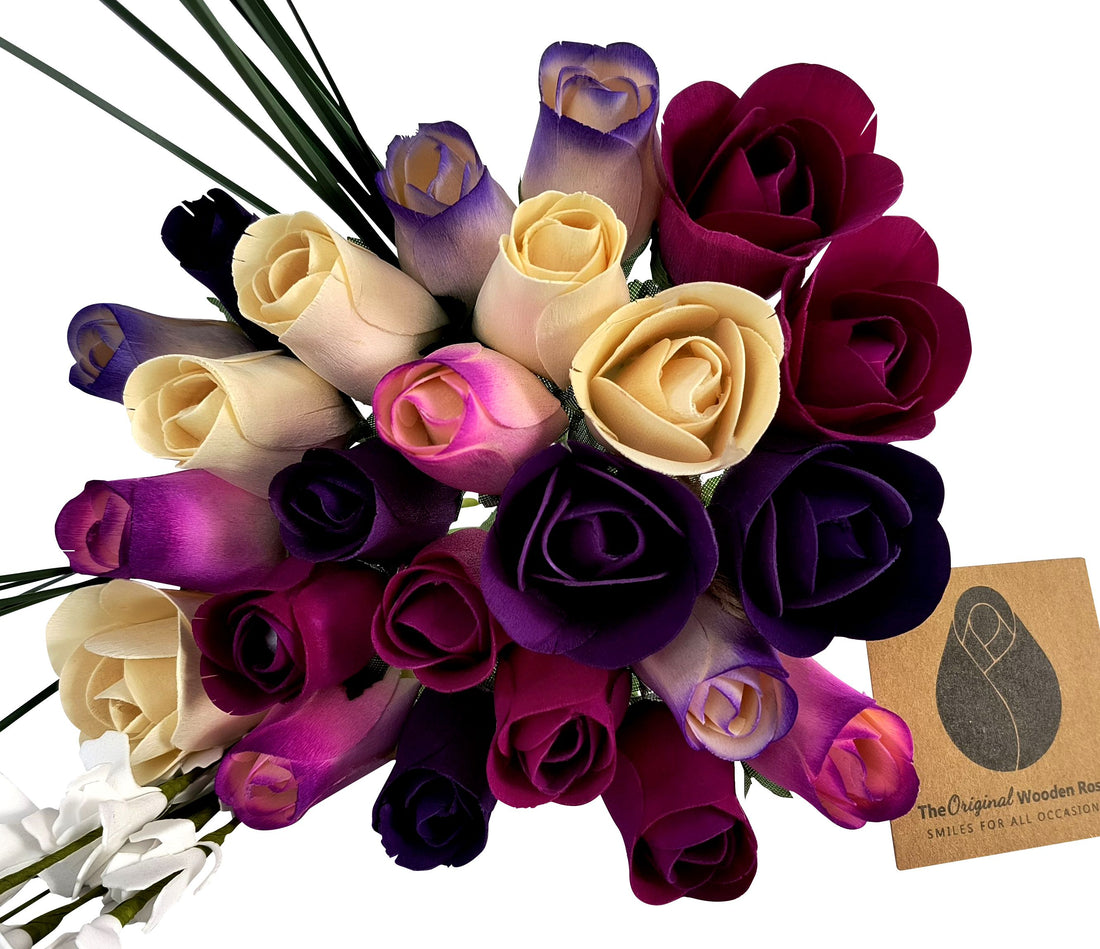 Deluxe Purple Dreams Wooden Rose Flower Bouquet - The Original Wooden Rose