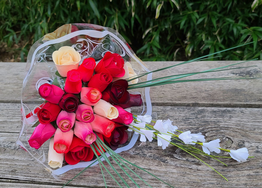 Deluxe Red Passion Wooden Rose Flower Bouquet - The Original Wooden Rose