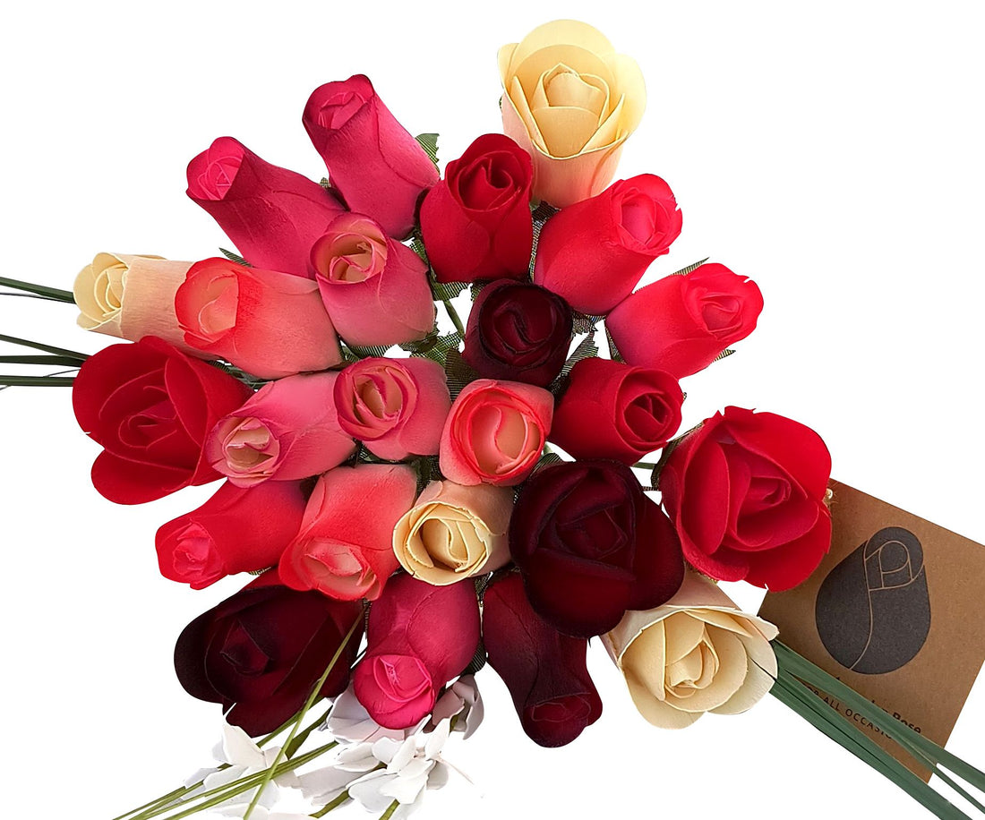 Deluxe Red Passion Wooden Rose Flower Bouquet - The Original Wooden Rose