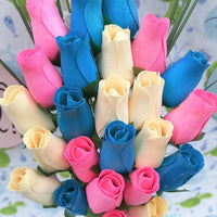 Gender Reveal Wooden Rose Flower Bouquet - The Original Wooden Rose