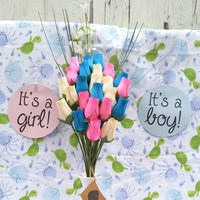 Gender Reveal Wooden Rose Flower Bouquet - The Original Wooden Rose