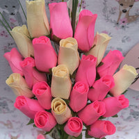 It's A Girl Light Pink, and White Wooden Rose Flower Bouquet - The Original Wooden Rose