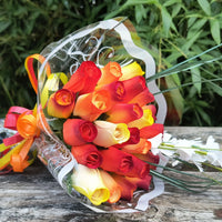 Fall Sunrise Light Fall Colors Wooden Rose Flower Bouquet - The Original Wooden Rose