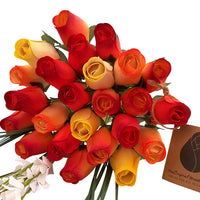 Fall Sunrise Light Fall Colors Wooden Rose Flower Bouquet - The Original Wooden Rose