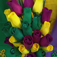 Mardi Gras Wooden Rose Flower Bouquet - The Original Wooden Rose