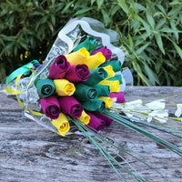 Mardi Gras Wooden Rose Flower Bouquet - The Original Wooden Rose